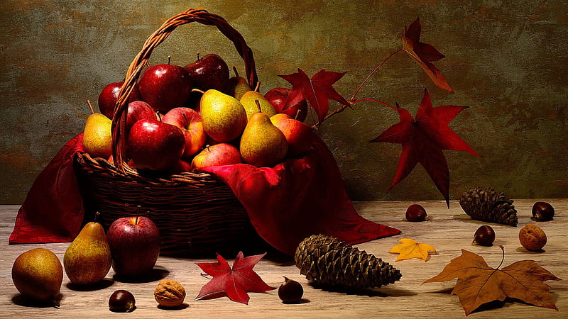Apple Basket Fall Fruit Fruit, HD wallpaper