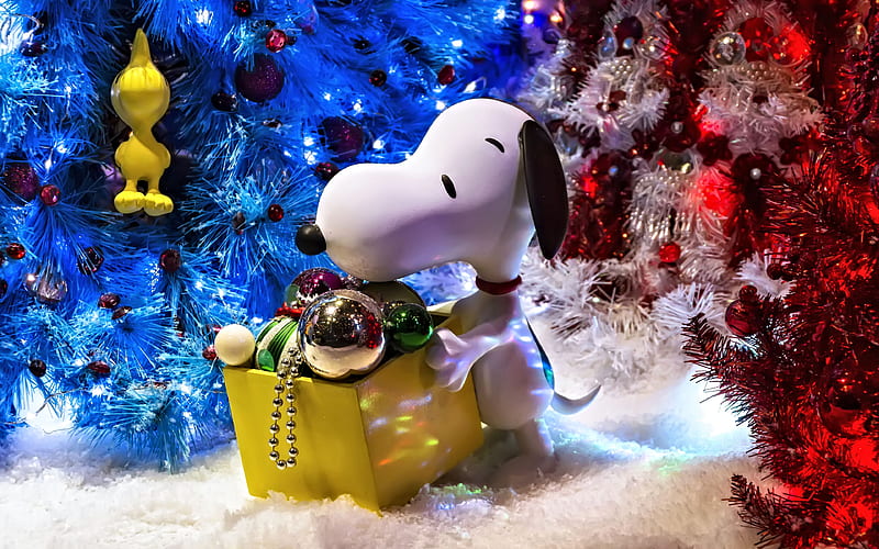 Snoopy, Happy New Year 2018, year of dog, Christmas 2018, christmas decoration, New Year 2018, Christmas, HD wallpaper
