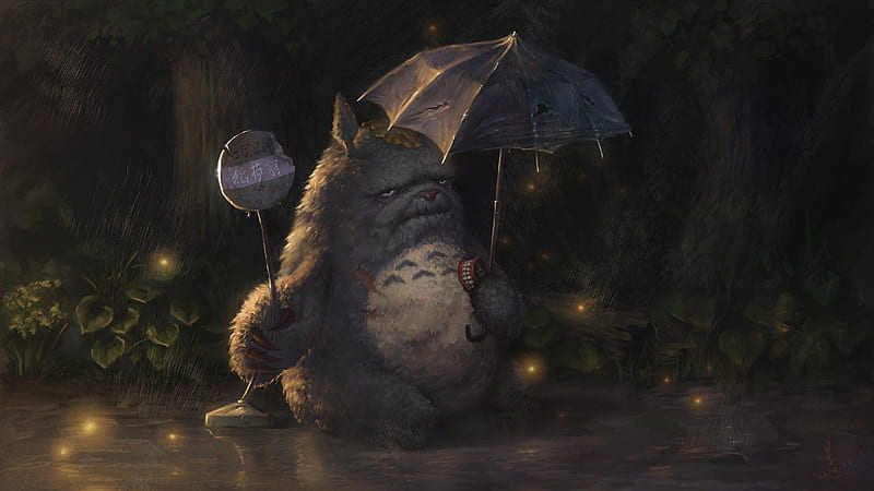Anime, My Neighbor Totoro, Fan Art, Totoro (My Neighbor Totoro), Umbrella, HD wallpaper