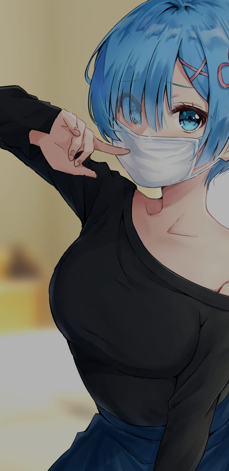 Rem facemask, anime, HD phone wallpaper