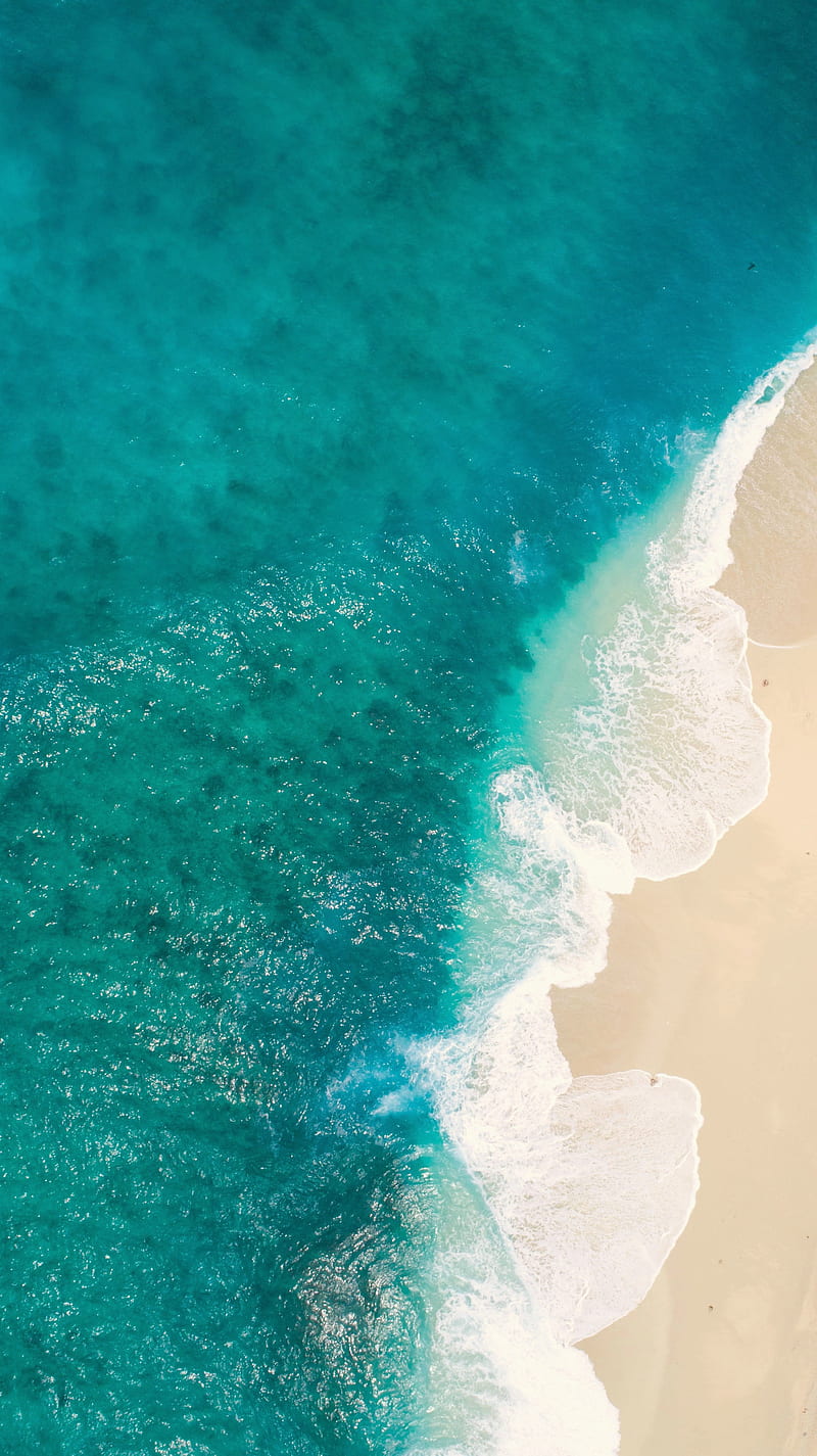 Ocean, sea, aerial, view, wave, water, beach, sand, samsung, iphone, HD phone wallpaper