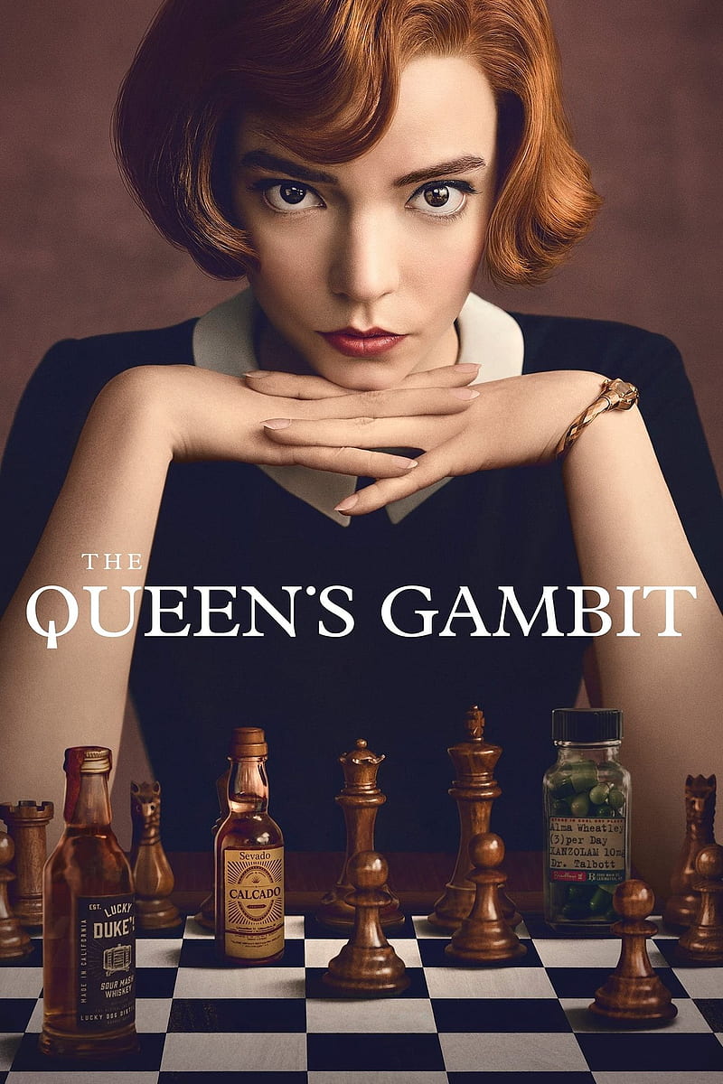 Anya Taylor-Joy , women, actress, redhead, The Queen's Gambit, TV Series, chess, poster, lipstick, HD phone wallpaper