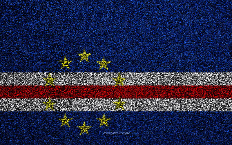 Flag of Cabo Verde, asphalt texture, flag on asphalt, Cabo Verde flag, Africa, Cabo Verde, flags of African countries, HD wallpaper