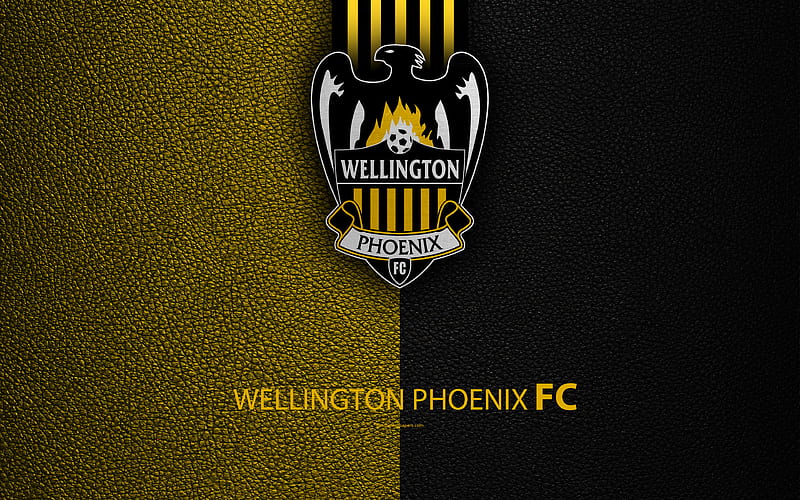 Wellington Phoenix FC New Zealand Football Club, logo, emblem, ISPS Handa Premiership, leather texture, Wellington, New Zealand, NZFC, OFC, Oceania, HD wallpaper