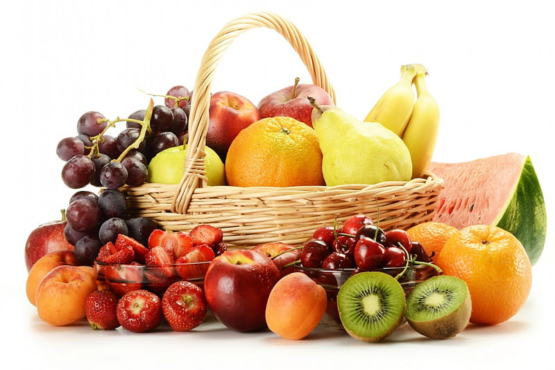 Taste of Nature, Apples, Orange, Fruits, Strawberry, Taste, Food, Nature, Grapes, Kiwi, Bananas, HD wallpaper