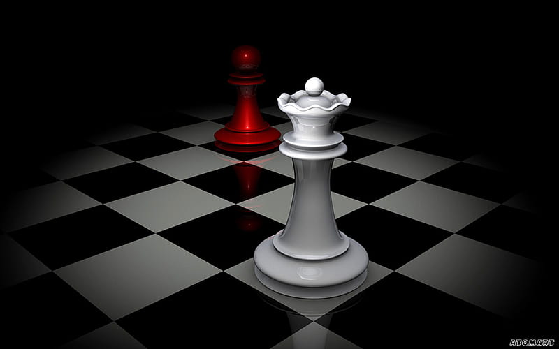 Chess Pieces Red Lined Up On A Dark Board Backgrounds