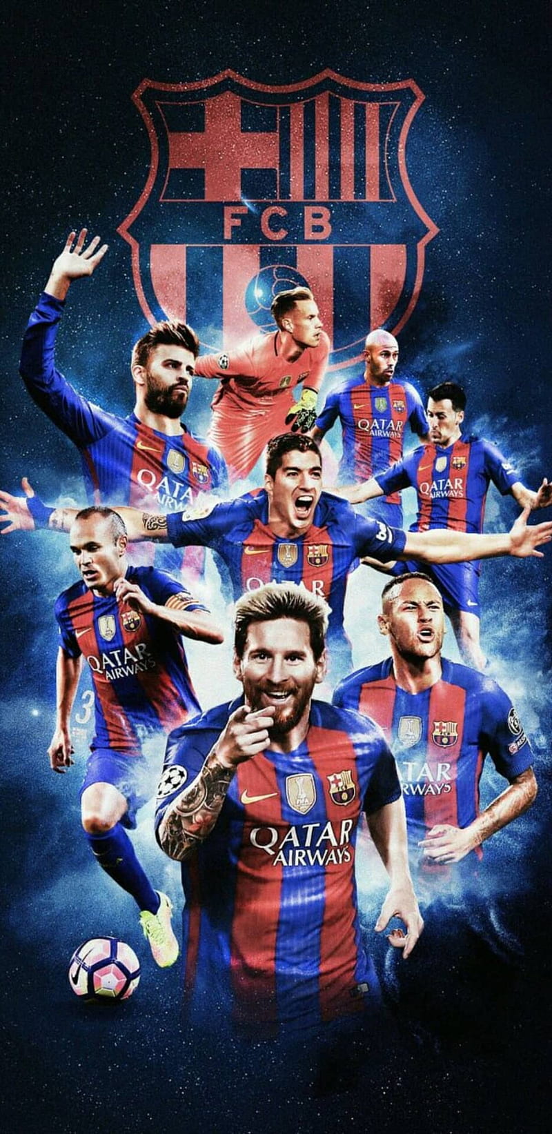 FCB, squad, football, players, league, team, barcelona, messi, lionel, king, HD phone wallpaper