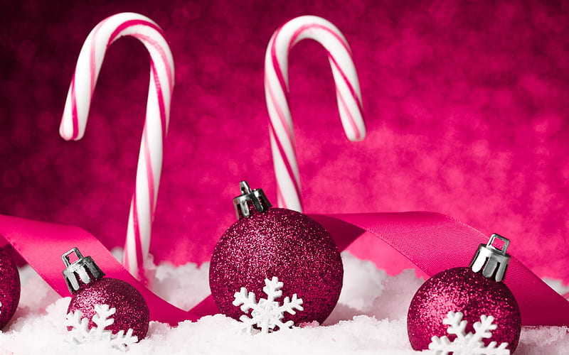 Christmas balls, pink balls, Christmas decorations, Christmas, New Year, HD wallpaper