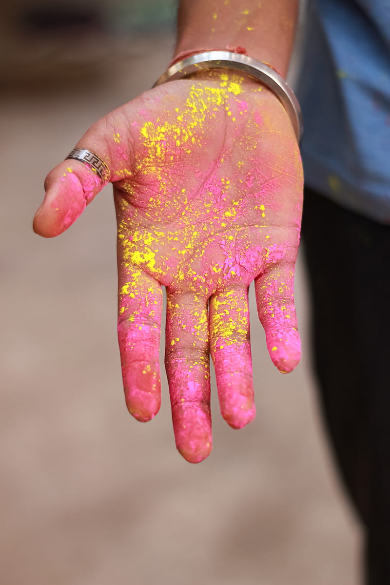 Person With Pink Paint on Hand, HD phone wallpaper