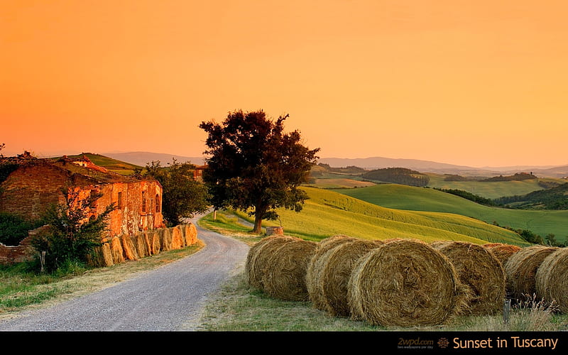 Sunset in Tuscany, Countryside, Tuscany, Sky, Italy, Landscapes, Sunsets, Nature, HD wallpaper