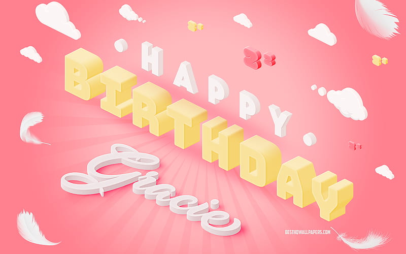 Happy Birtay Gracie, 3d Art, Birtay 3d Background, Gracie, Pink Background, Happy Gracie birtay, 3d Letters, Gracie Birtay, Creative Birtay Background, HD wallpaper