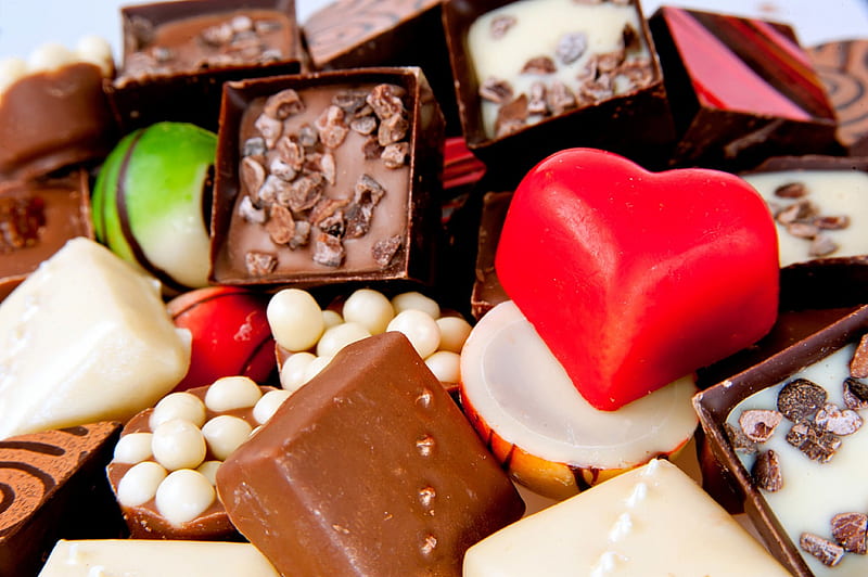 * Chocolate *, sweets, yummy, chocolate, heart, tasty, HD wallpaper