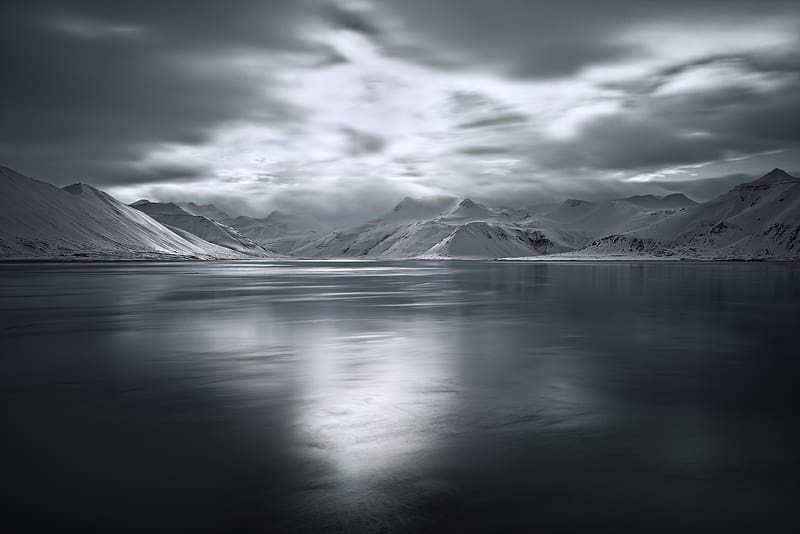 Nature, Lakes, Mountain, Lake, , Black & White, HD wallpaper