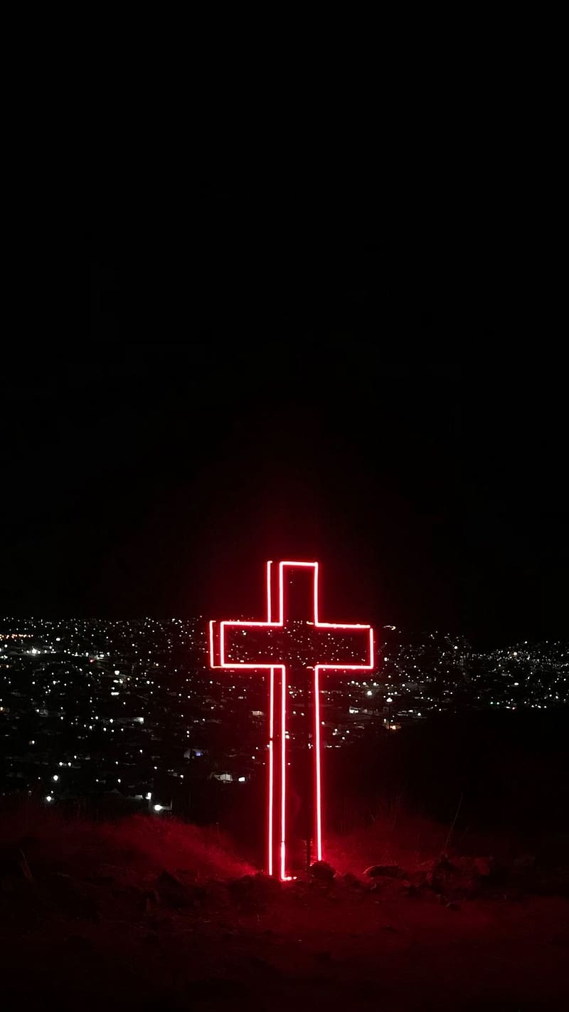 Christian Live, Jesus Cross In LED Light, jesus cross, led light, god, lord jesus, HD phone wallpaper