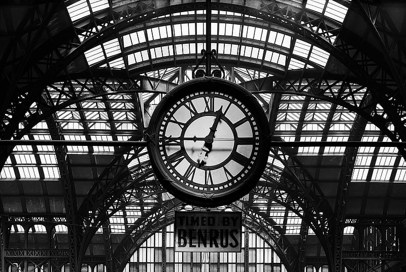 Original Penn Station Clock, new york, pennsylvania, trains, station, black, penn, clock, white, HD wallpaper