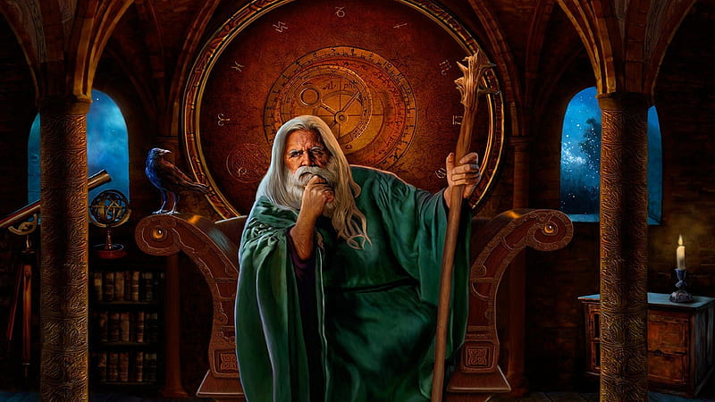 Wizard and Background, Cool Wizard, HD wallpaper