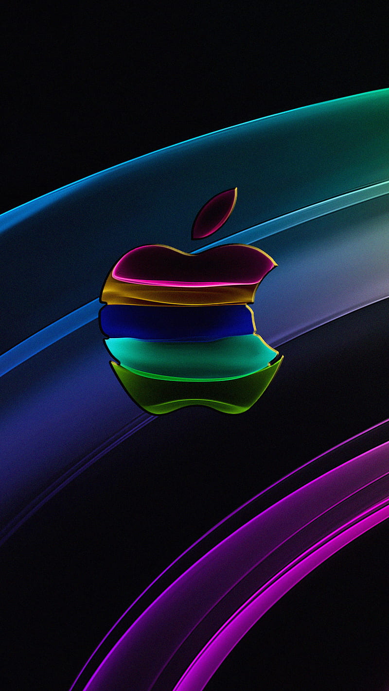 IPhone, colorful, background, apple logo, dark, HD phone wallpaper | Peakpx