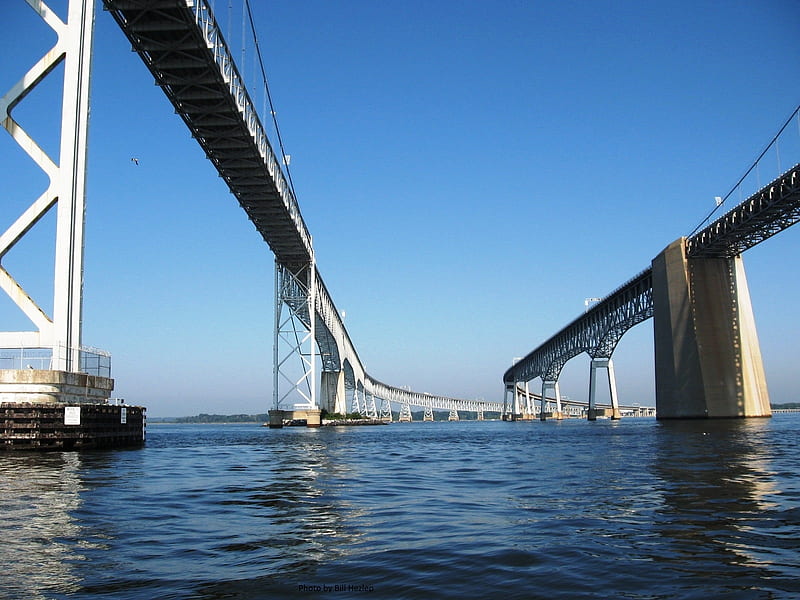 The Chesapeake Bay Bridge, Bridges, Chesapeake Bay Bridge, Chesapeake Bay, Maryland, HD wallpaper
