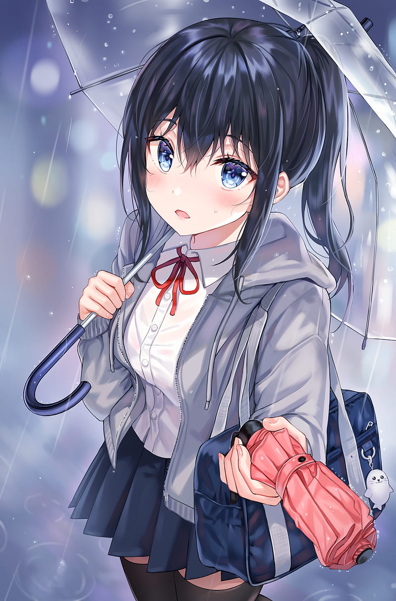 High school classroom in the Rain, Anime background, 2D