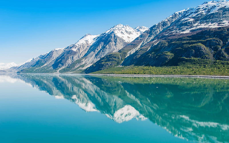 Alaska blue lake, mountains, USA, America, HD wallpaper