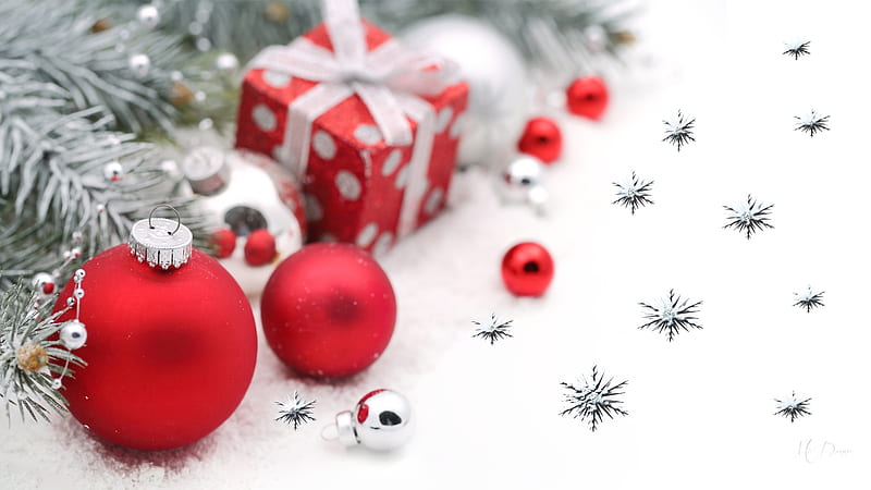 Under the Tree, stars, Christmas, holidays, packages, tree, balls, snow, presents, gifts, HD wallpaper