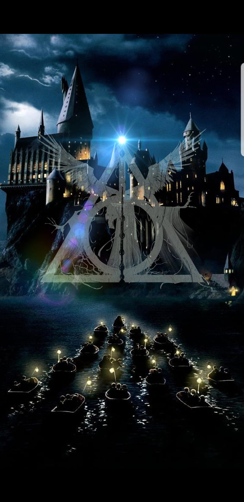 Hogwarts Hallows, always, deathly hallows, elder wand, harry potter, magic, night, stars, universal, HD phone wallpaper