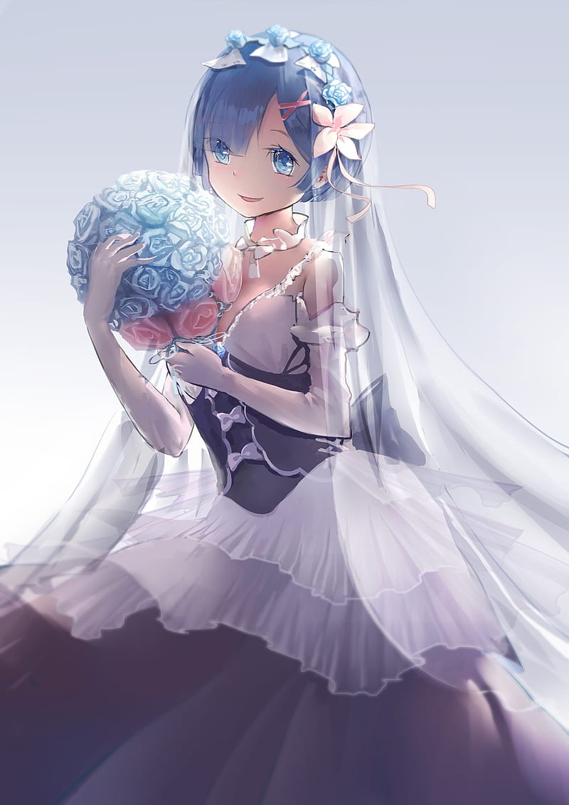 An anime manga of a woman wearing a veil in a lilac wedding dress, Detailed  dress, Black hair, Cute, White skin - SeaArt AI