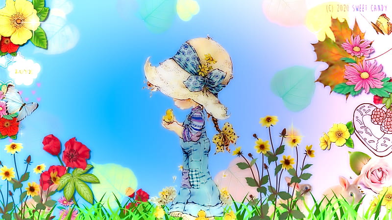 floralblue, fantasia, lovely, primavera, dulce, fun, blue, vintage, floral, HD wallpaper