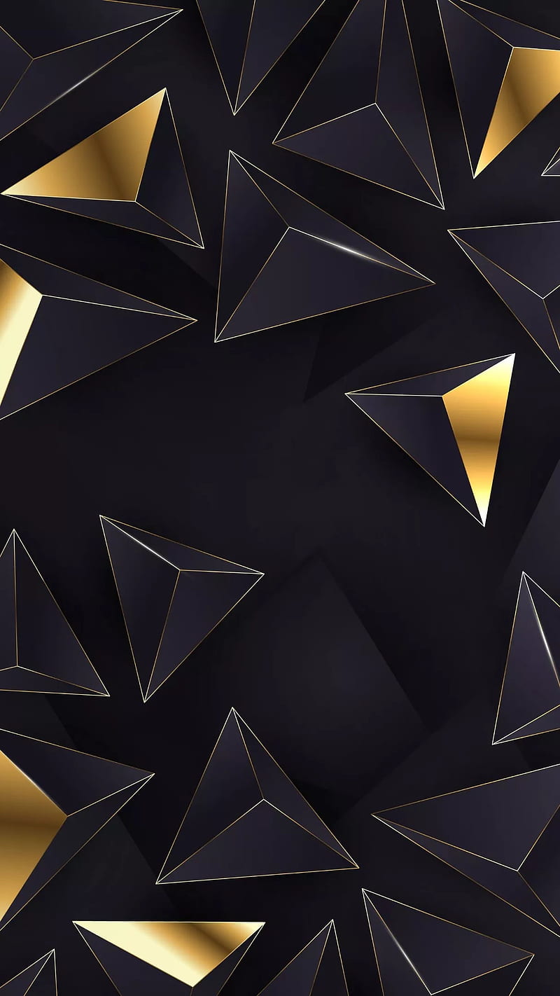 Polygons, black, desenho, geometric, golden, triangles, HD phone wallpaper  | Peakpx