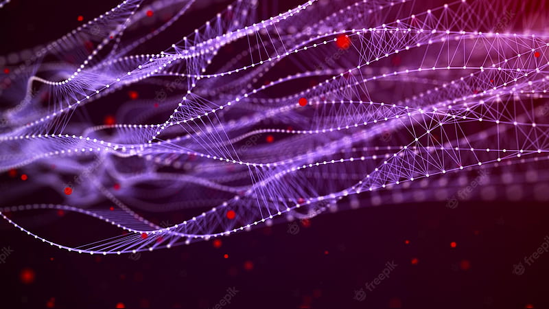 Premium . Dna from a moving wave and particles abstract dark background medical science biotechnology the concept of a gene cell purple dots 3D rendering, HD wallpaper