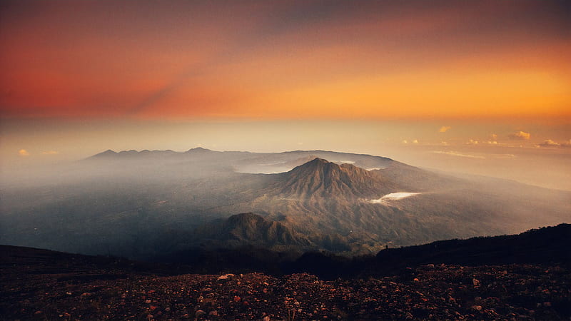 Volcano Sunset Landscape , volcano, landscape, sunset, nature, HD wallpaper