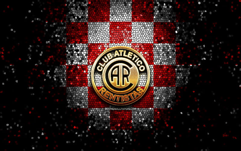 Rentistas FC, glitter logo, Uruguayan Primera Division, red white checkered  background, HD wallpaper | Peakpx