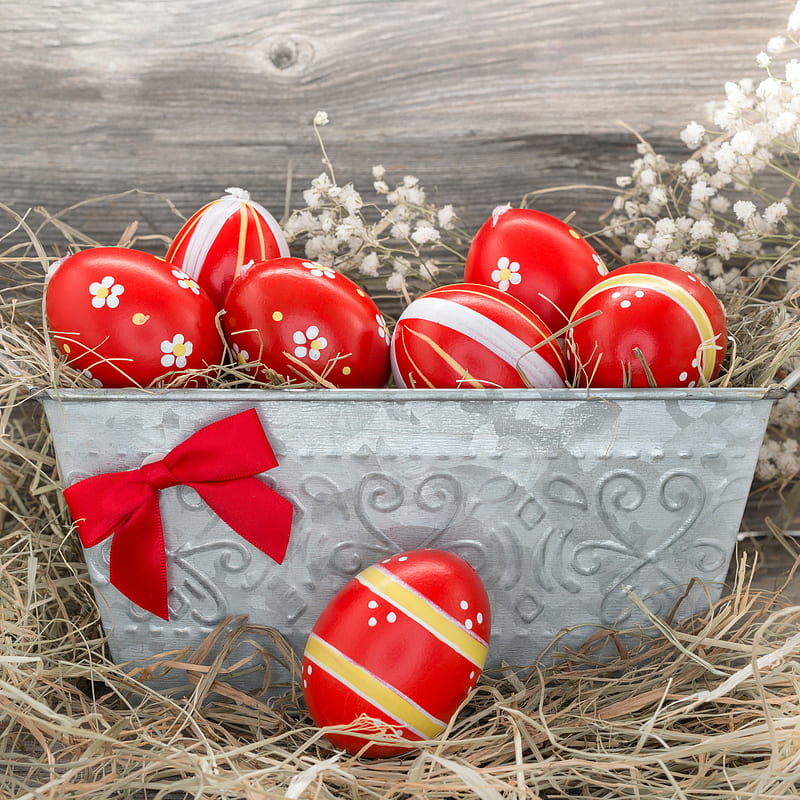 Easter Time, celebration, colorful, decoration, easter, egg, holiday, red, HD phone wallpaper