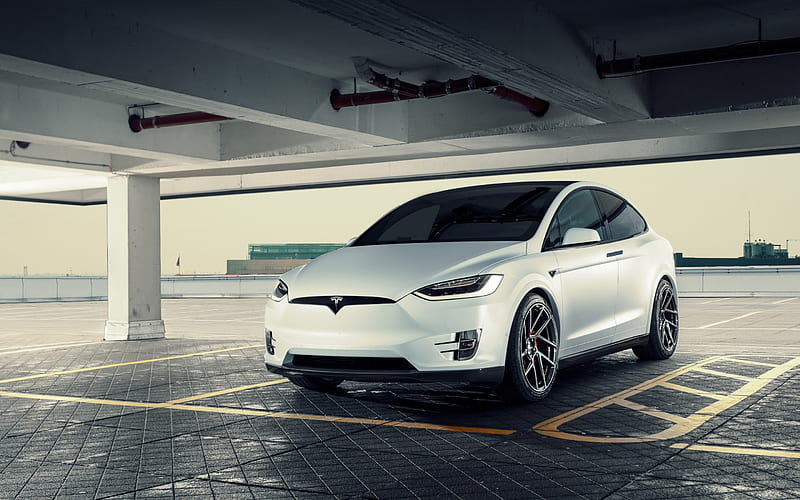 Tesla Model X, Novitec, 2018, exterior, white electric car, tuning Model X, American cars, Tesla, HD wallpaper
