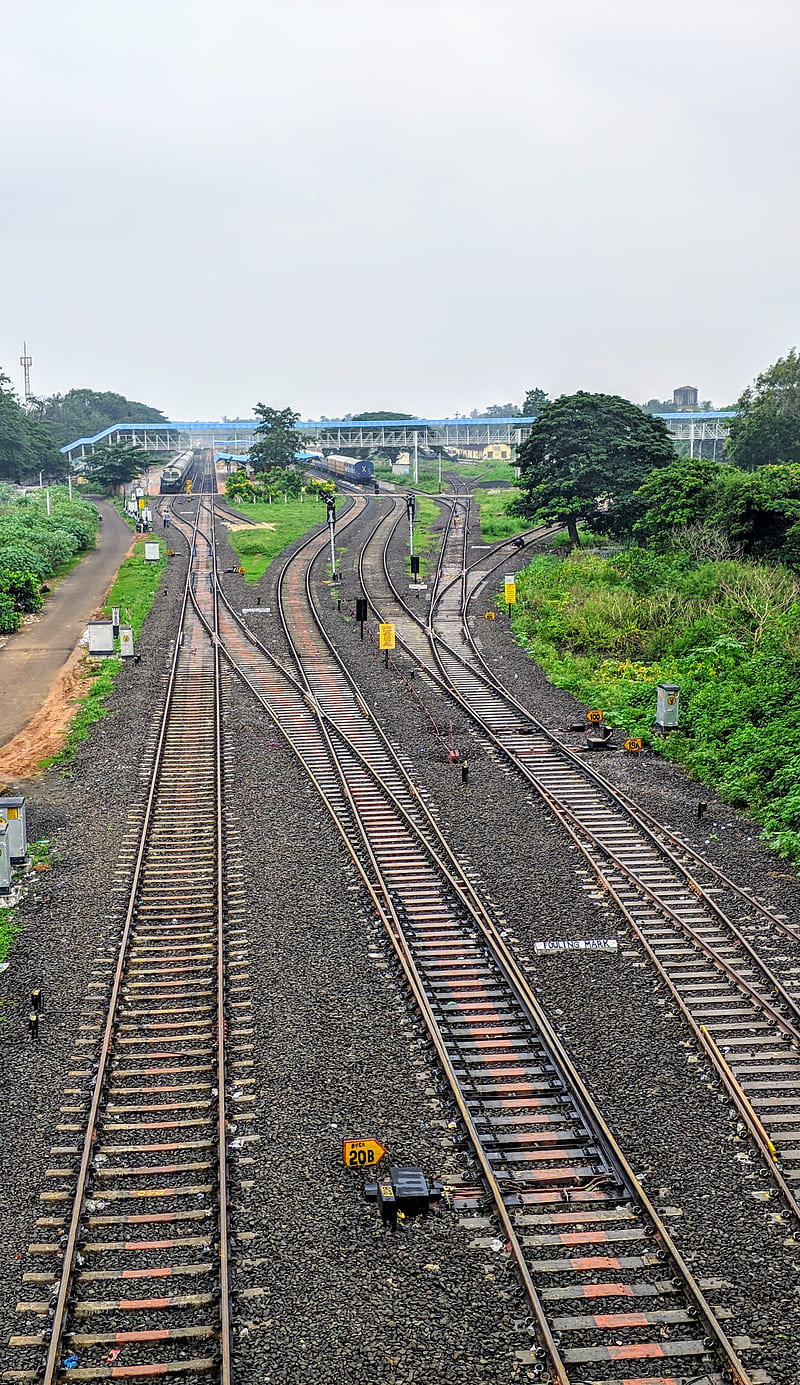 Railway track, andhra, india, junction, natural, railroad, telugu, tracks, train, HD phone wallpaper
