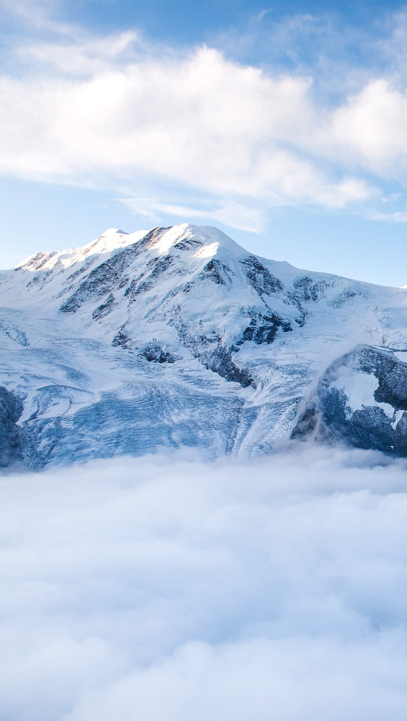 Snow Mountain, bright, mountain, nature, peak, snow, sunshine, HD phone wallpaper