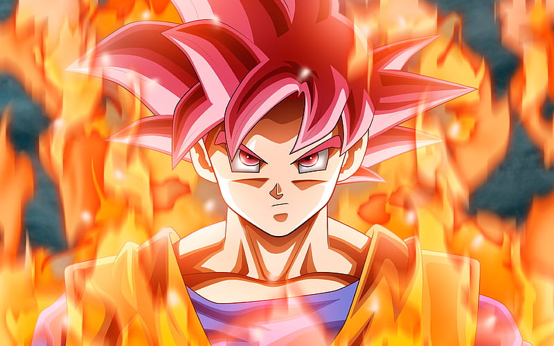 Goku, fire, Dragon Ball Super, DBS, characters, Son Goku, HD wallpaper