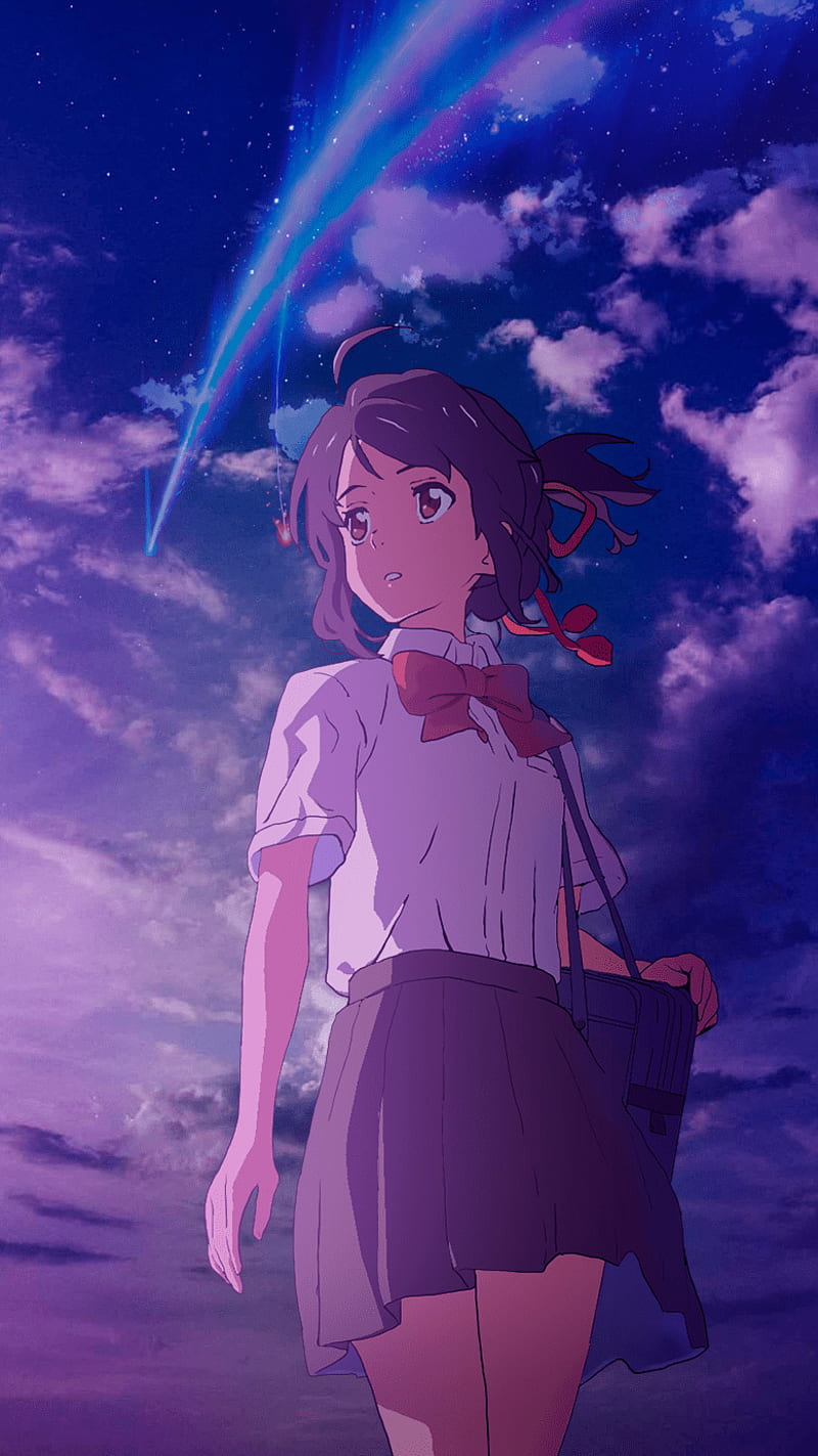 Kimi no na wa, mitsuha miyamizu, clouds, scenic, Anime, HD wallpaper