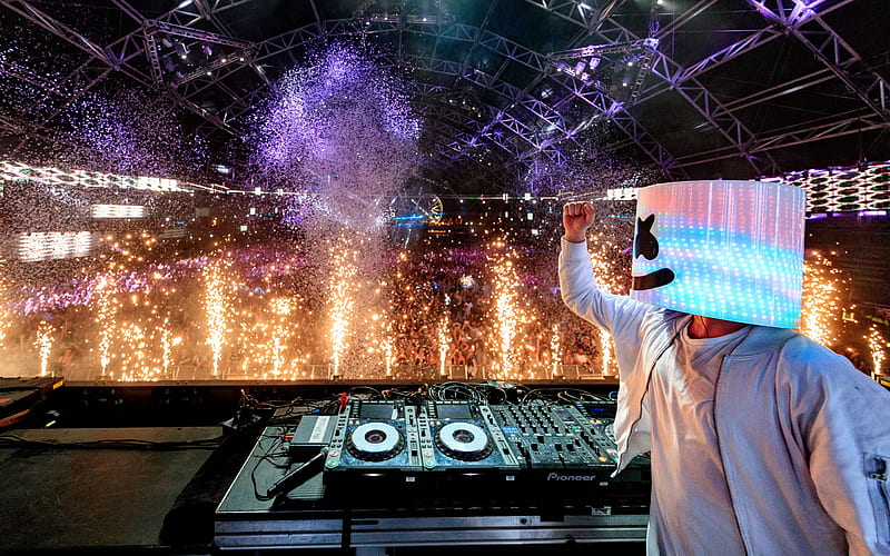 DJ Marshmello, EDM, concert, electronic music, American DJ, party, HD wallpaper