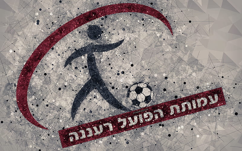 Hapoel Raanana AFC creative logo, geometric art, Israeli football club, emblem, white abstract background, Ligat haAl, Raanana, Israel, football, Israeli Premier League, HD wallpaper