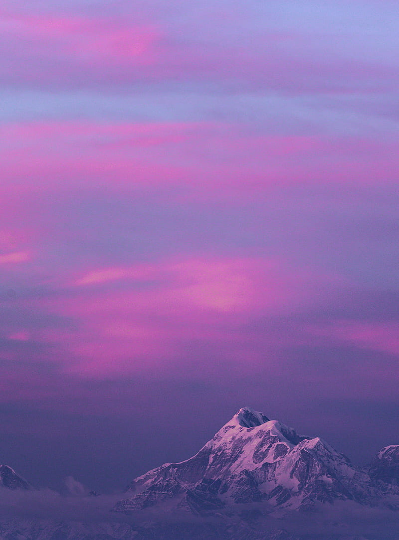 Purple Hues, iphone, landscape, mountain, mountains, nature, snow, HD phone wallpaper