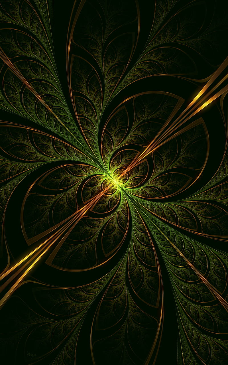 fractal, pattern, glow, tangled, abstraction, HD phone wallpaper