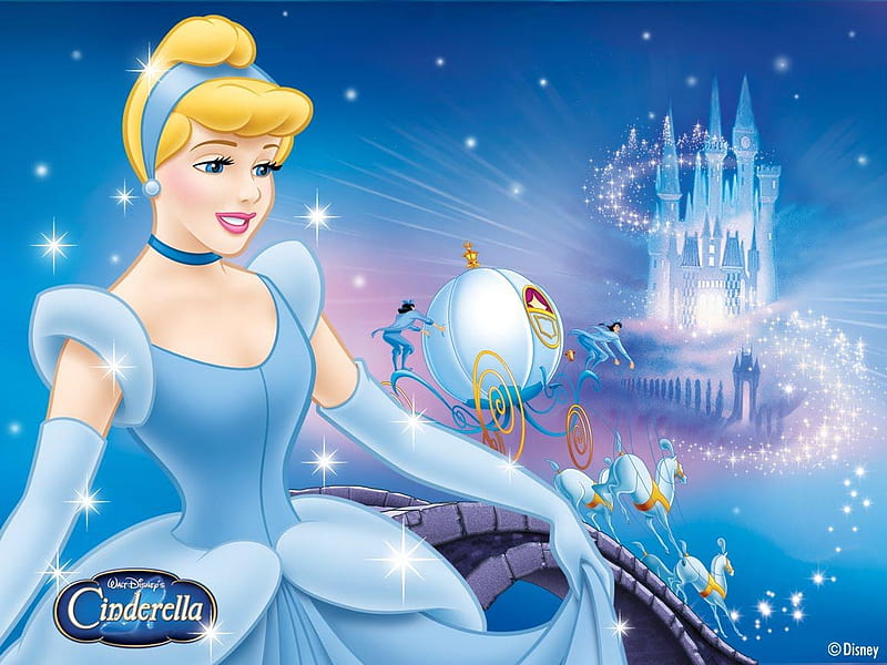 *Cinderella Sparkle*, fairytale, ballroom, cinderella, sparkle, fantasy, story, castle, princess, disney, blue, HD wallpaper