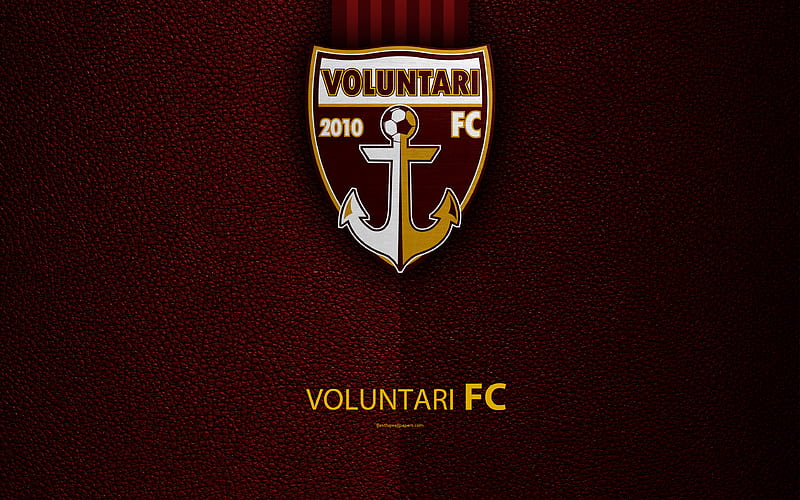 Voluntari FC, logo, leather texture Romanian football club, Liga I, First League, Voluntari, Romania, football, HD wallpaper