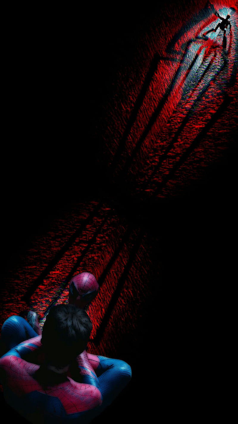 spiderman, dark, entertainment, hero, man, movie, red, shadow, spider, HD phone wallpaper