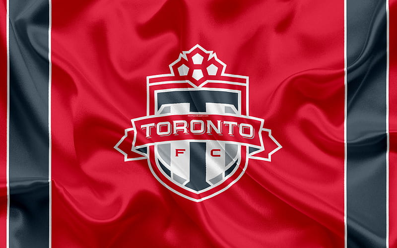 Toronto FC, American Football Club, MLS, Major League Soccer, emblem, logo, silk flag, Toronto, Canada, football, HD wallpaper
