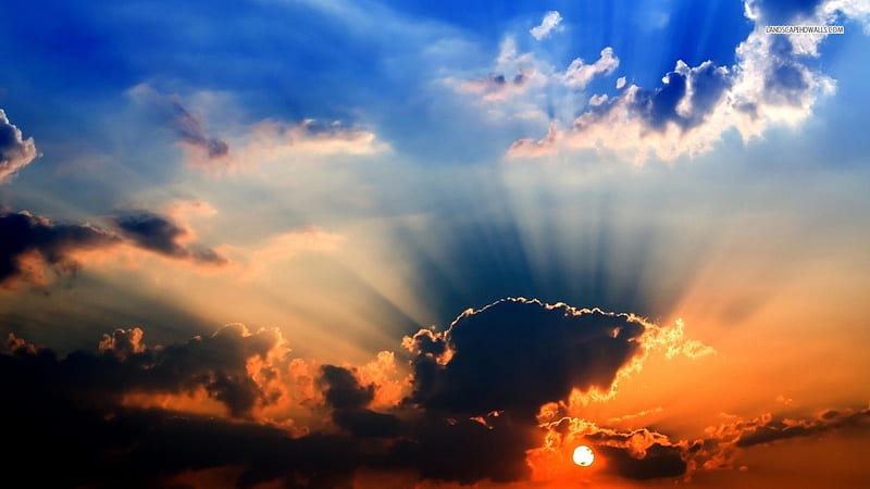 Sun Through The Clouds, nature, technology, sky, people, HD wallpaper