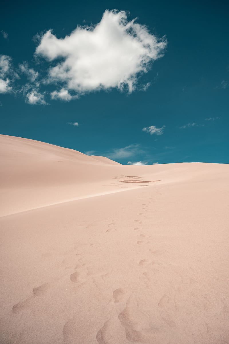 desert, sand, footprints, cloud, HD phone wallpaper