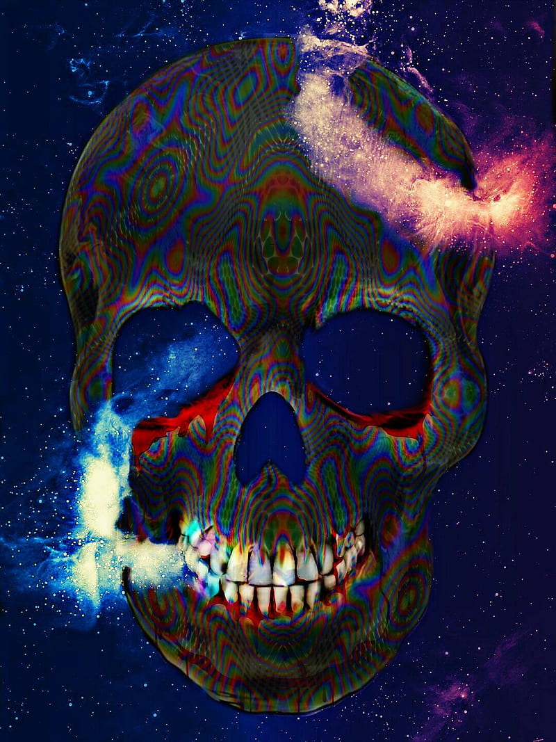 Galactic skull, galaxy, star, space, scary, stitch, gothic, HD phone wallpaper