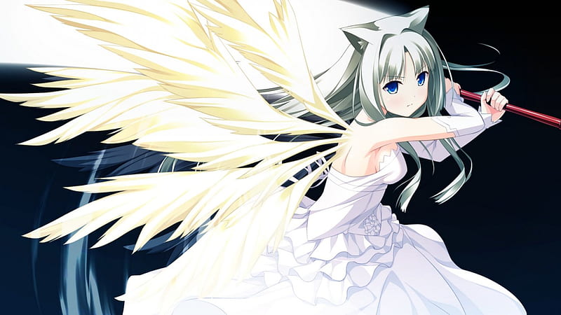 Beauty Angel Lize, Beauty Old Sister (New), Anime, Sword, Silver Hair, Endless Dungeon, Younger Sister, Beauty, Game, Angel, Blue eyes, RoseBleu, Warrior, HD wallpaper